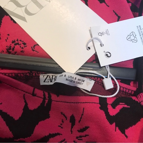 Zara NWT Women’s Pink and Black Floral Dress Size S - great for Valentine’s Day - Picture 10 of 10